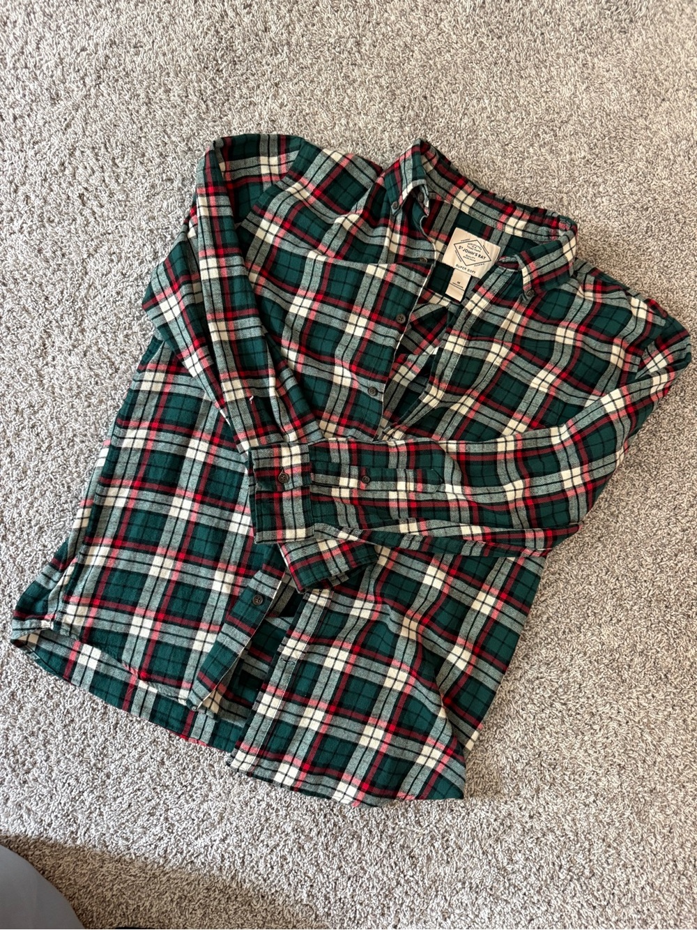 Plaid Button Up - Green/Red/White